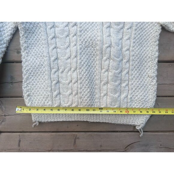 Nuevo Americana Women's Size L Wool Hand Knit Sweater Cardigan Ivory - Picture 10 of 10